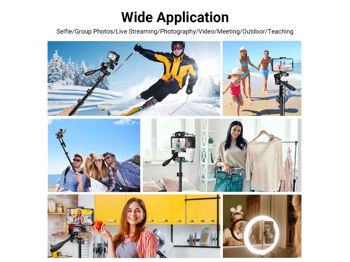 Palo Selfie Tripode Apexel 180cm Aluminio Con Control Remoto Para Iphone Gopro Smartphone Cámara Vlog Grabación Vídeo