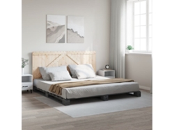 Estructura De Cama Con Cabecero Madera De Pino Gris 200x200cm