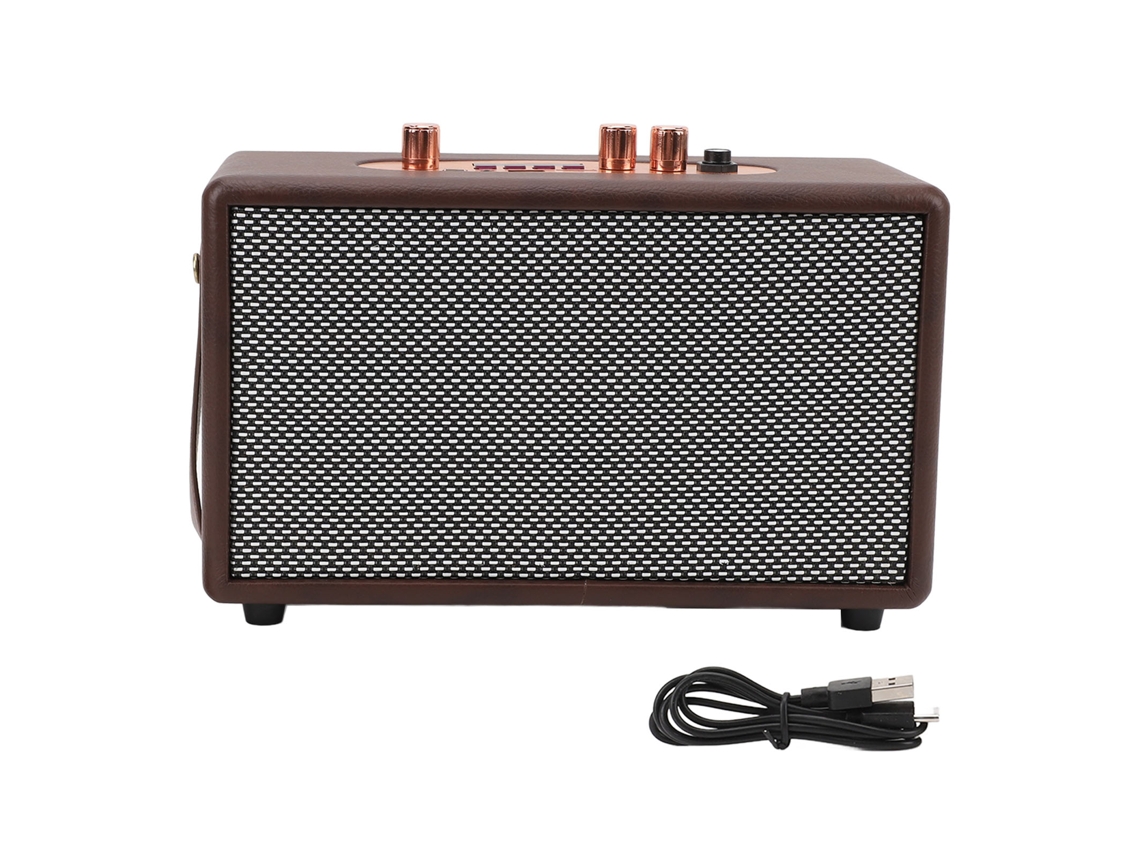 Altavoz Bluetooth Inalámbrico Retro De 20 W Con Piel Sintética, Graves Potentes Y 8 Horas De Reproducción. Portátil.