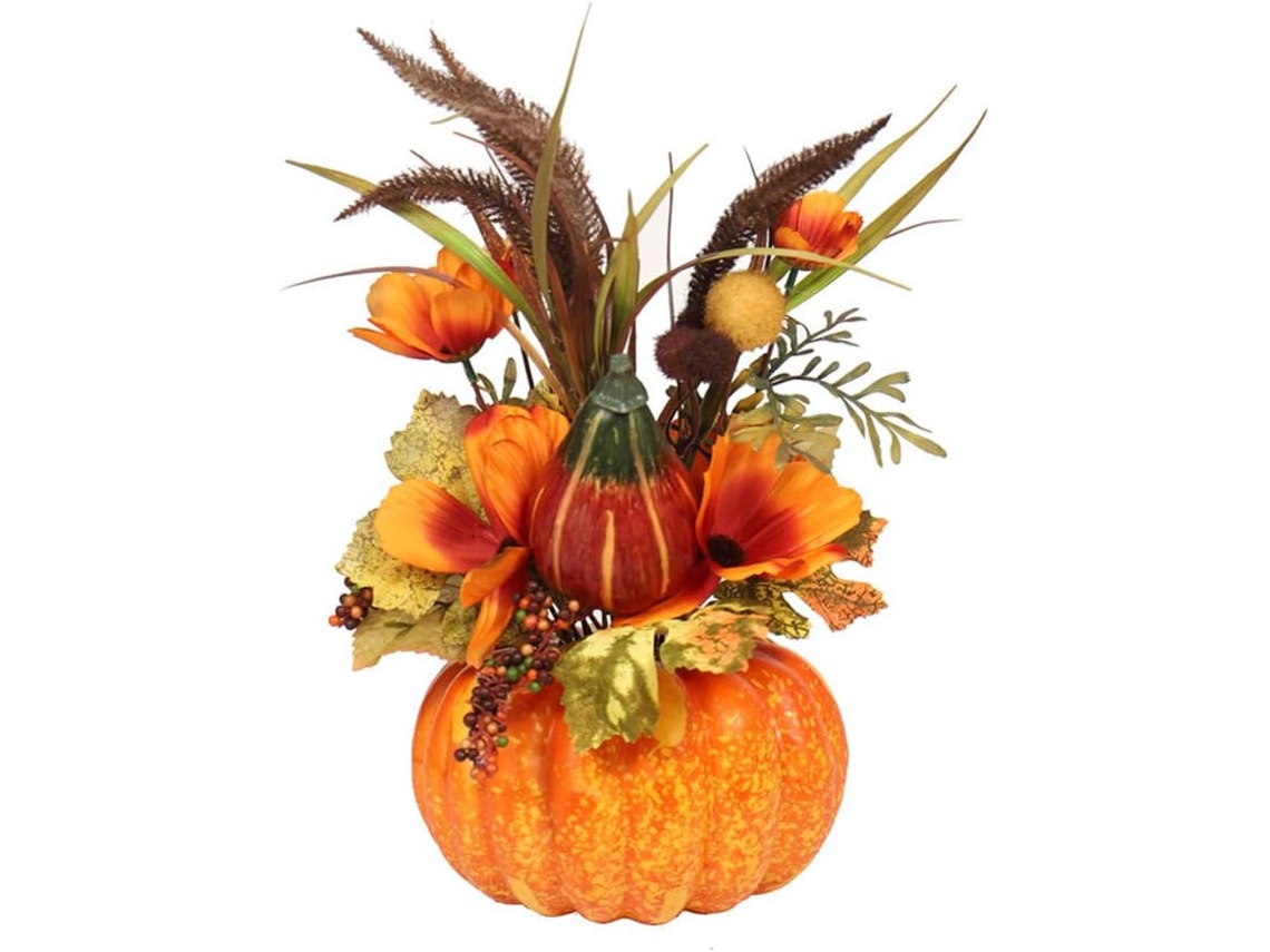 Calabaza artificial grande, decoración para la mesa de Halloween, Acción de Gracias y fiestas de otoño.