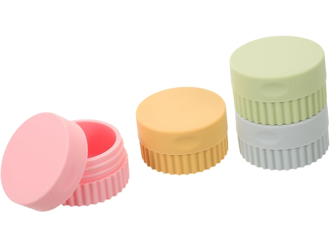 Conjunto De 4 Potes De Silicone Para Creme, À Prova De Vazamentos, Pequenos E Compactos, Ideais Para Viagens.