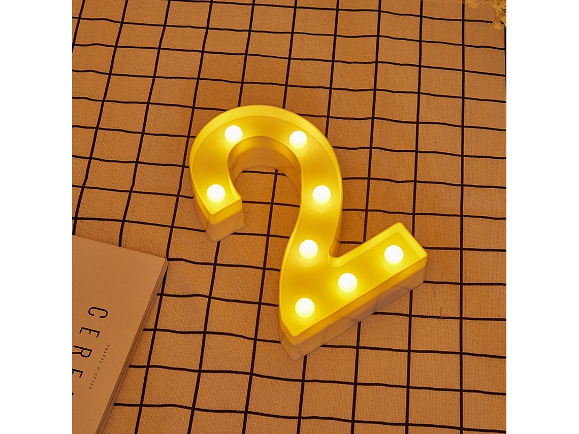 Letra LED 2 Número Iluminado con Luz Blanca Cálida, Altura 22cm, Funcionamiento a Pilas 2*AA