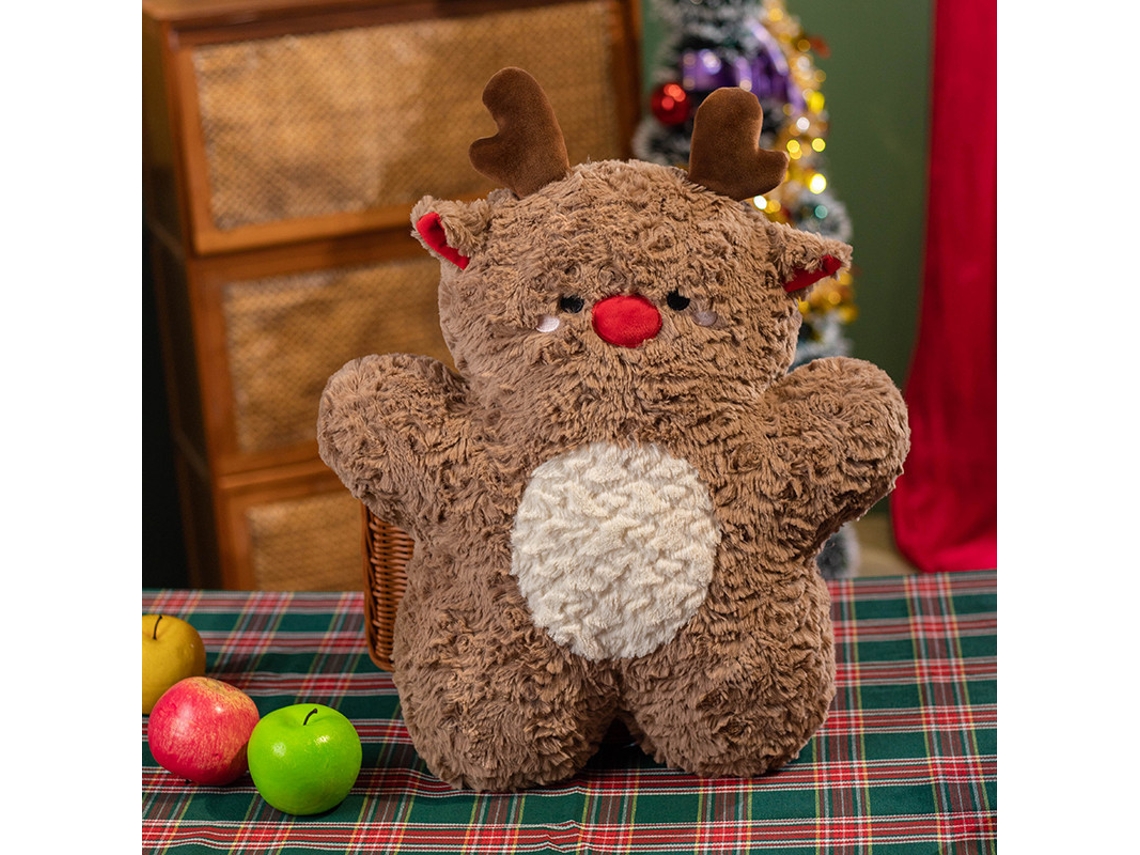 Peluche De Reno Navideño Rosa 45 Cm, Cojín Para Sofá