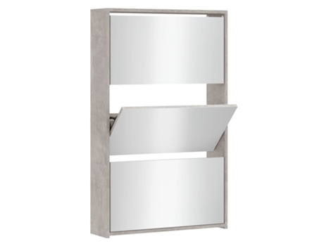 MAISON EXCLUSIVE Mueble zapatero y espejo 3 niveles gris hormigón 63x17x102,5 cm