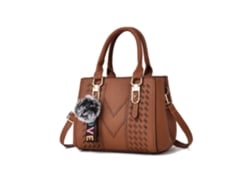 Bolso de mano grande para mujer 2026, bolso de hombro, llavero con pompón, bolso pequeño en amarillo tierra YUNZII