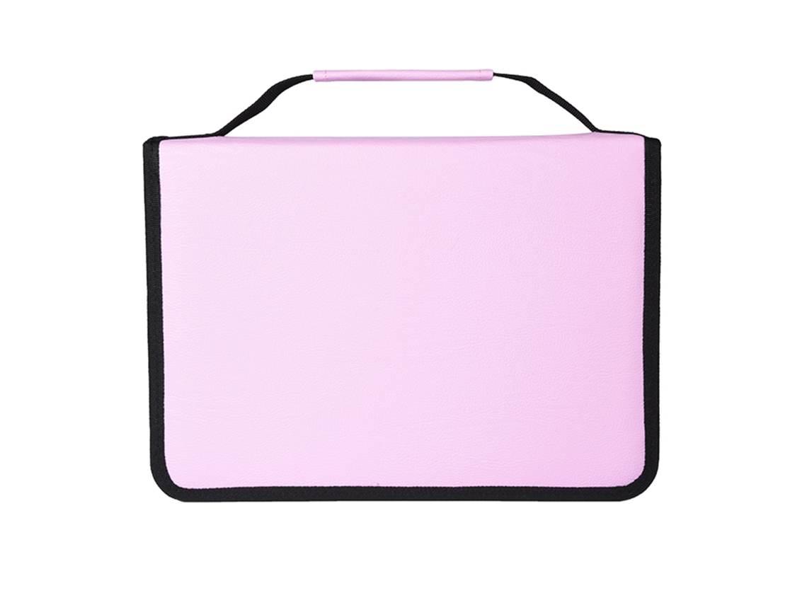 Estuche Lápices Grande Capacidad Cuero Pu Cremallera Mochila Larga Manija Rosa