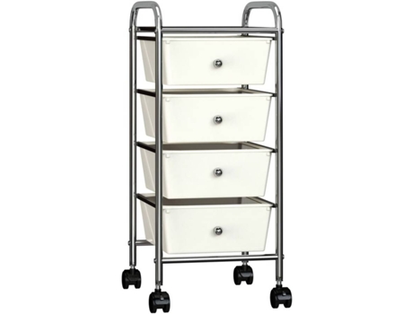 vidaXL Carrito de almacenaje portátil 4 cajones plástico blanco