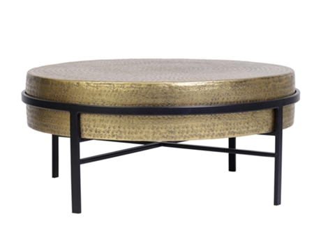 Mesa de café tapa bronce y patas de metal en negro negro.GINER Y COLOMER 37x82x82