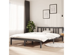 Estructura De Cama Sin Colchón Madera Maciza Gris 140x200 Cm