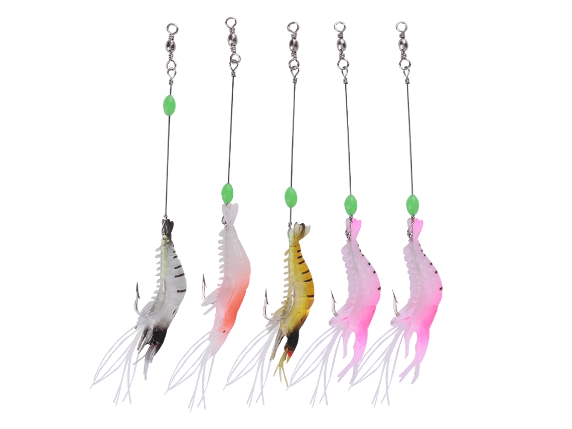 2026rebe-5pcs Cebo Artificial De Camarón Suave Luminoso De Alta Simulación Con Anzuelo Para Pesca