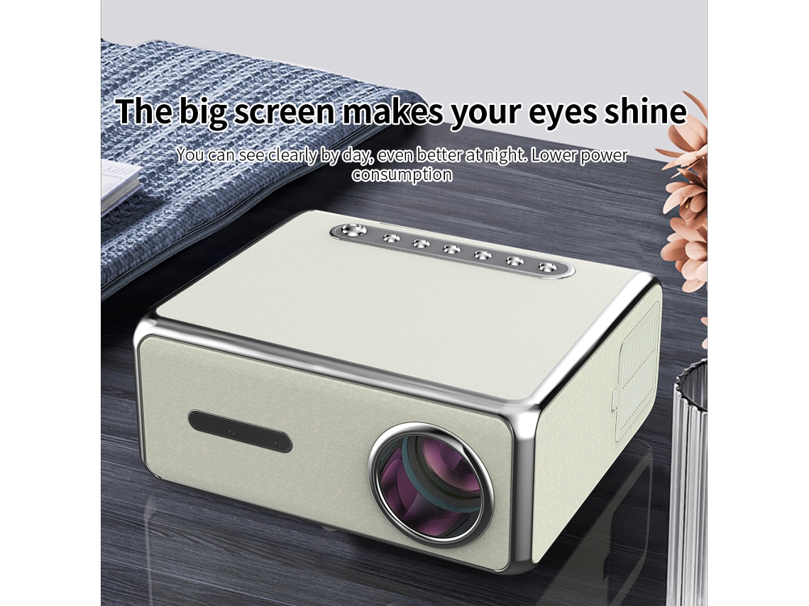 Proyector portátil de 900 lúmenes ANSI, wifi 2.4G+5G, resolución 1080p, pantalla de 200 pulgadas, ideal para el hogar y la oficina.