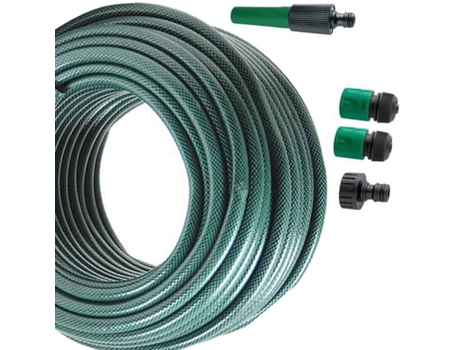 Manguera de Riego de Jardín de 15 Metros de Longitud Con Racores de 4 1/2 Verde TRADE SHOP TRAESIO