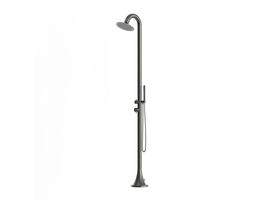 Columna de ducha exterior en acero inoxidable 316L, color Canna Fucile, con entradas de agua fría y caliente, modelo Luna D Sined