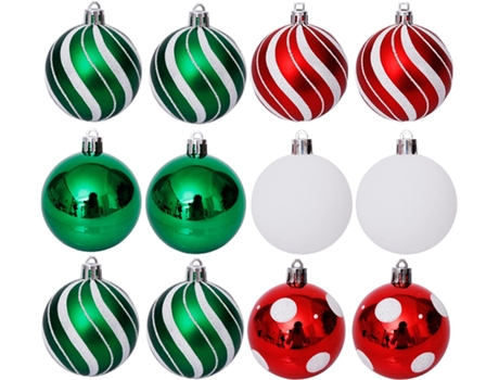 30 bolas de Navidad, bombillas de vacaciones inastillables, adornos colgantes de boda festivos, decoración de árbol de Navidad, rojo y verde