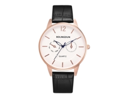 Reloj De Cuero Pu Moda Unisex Dial Redondo Reloj De Pulsera De Quartzo Oro Rosa Hombre