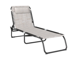 Tumbona Plegable Jardín 4 Posiciones Resistente Intemperie 120 Kg Blanco Crema