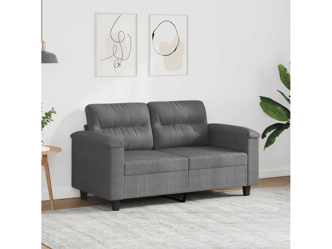 Sofá De 2 Plazas | Sofá De Salón | Sofá De Descanso De Tela De Microfibra Gris Oscuro 120 Cm