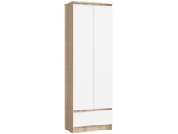 Librería Akord R60 Roble Sonoma 60 Cm 4 Puertas 1 Cajón Frente En Color Blanco 4 Estantes 60x35x180 Cm