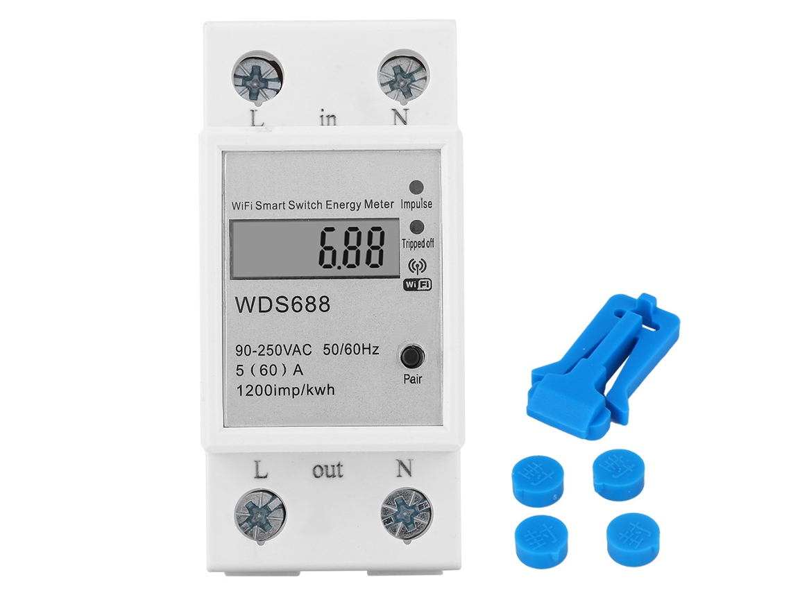 Medidor De Energía Inteligente Monofásico Wds688 Con Control Remoto Lcd 90~250 Vca 5~60 A