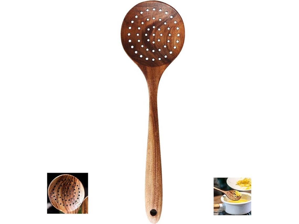 Cuchara De Madera De Teca Estilo Japonés, Utensilio De Cocina De Primera Calidad, 28 Cm