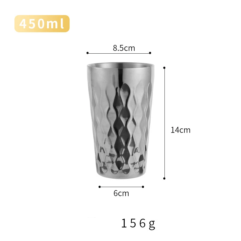 Caneca De Café Com Isolamento De Parede Dupla (prateada, 450 Ml), Em Aço Inoxidável 304, Ideal Para Cerveja.