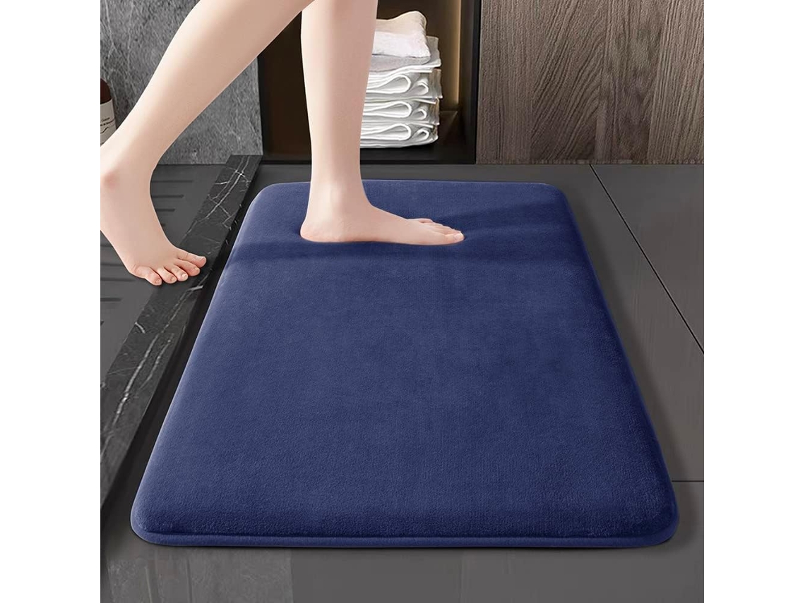Alfombrilla De Baã±o Antideslizante De Vellã³n Coral, Altamente Absorbente (azul/40x60cm) Gertiz