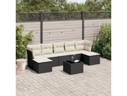 Conjunto de sofá de jardín de 8 piezas con cojines en mimbre sintético negro de DKD Home Decor