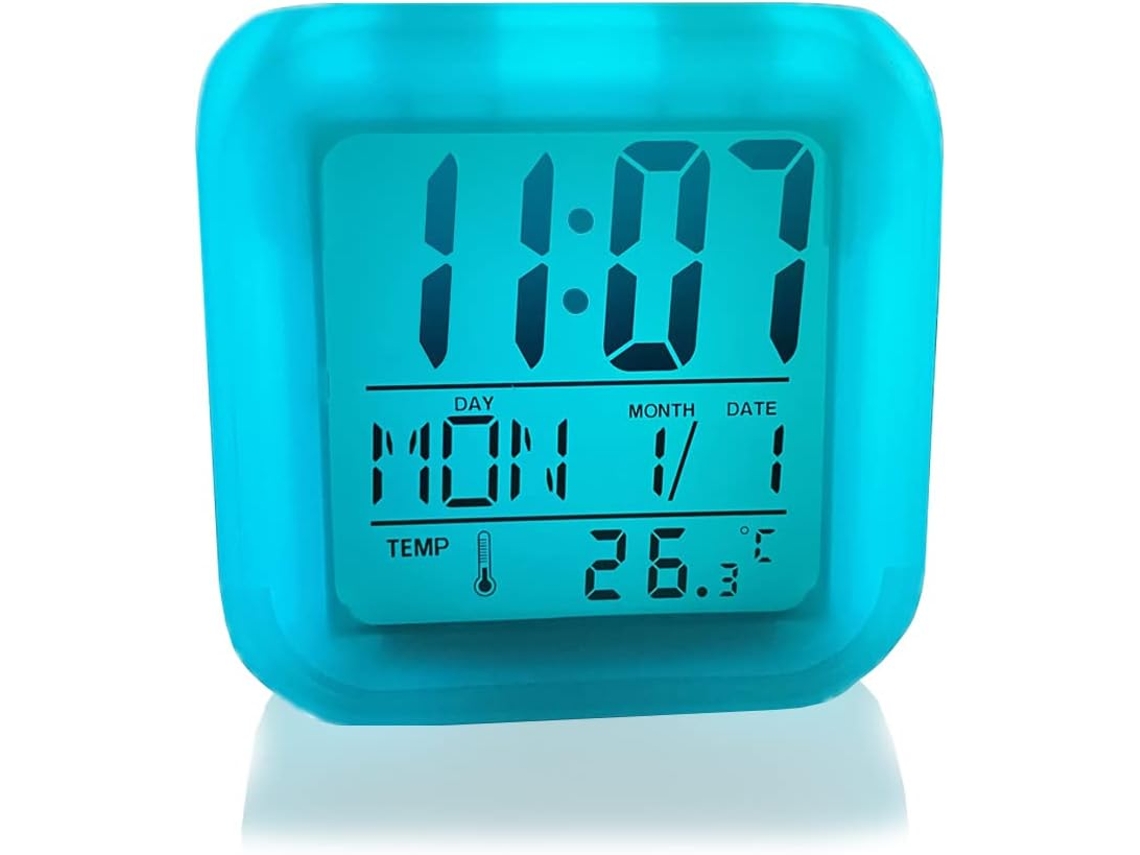 JILLIOPER Despertadores digitales, cronómetro innovador con luz de 7 colores cambiantes, diseño portátil para las mágicas aventuras nocturnas de los niños.