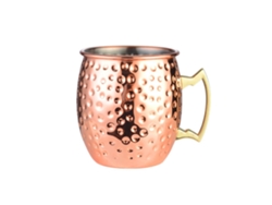 Taza Moscow Mule de 530 ml con revestimiento de acero inoxidable 304 y asa de latón dorado.