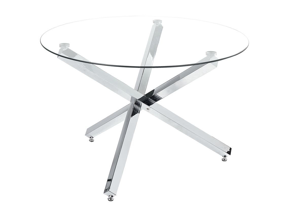 Mesa de comedor BELIANI Butler de Acero Plateado 110x110x73