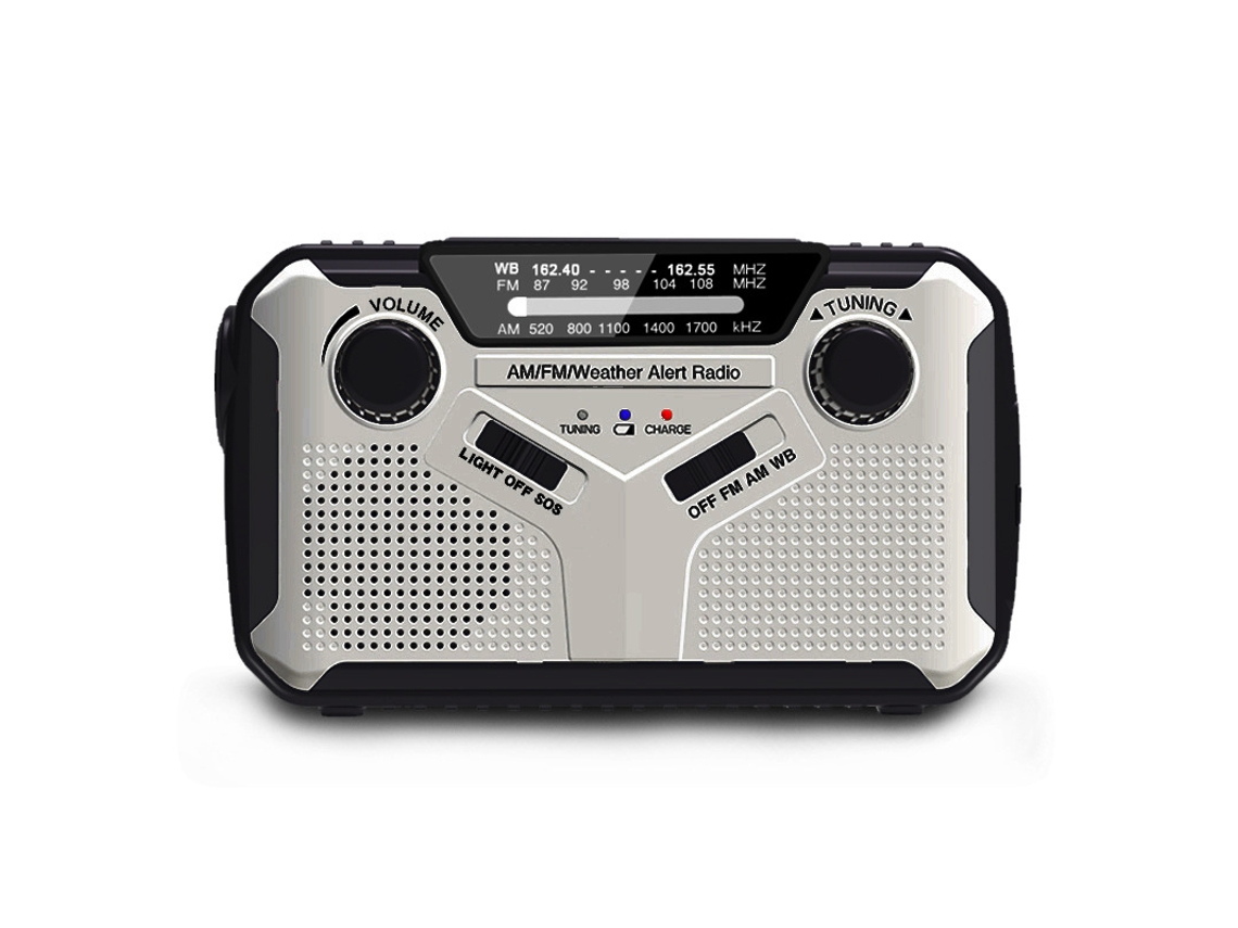 (gris) Radio Multifuncional, Generador De Manivela, Alimentación Solar, Interfaz Usb