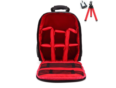 Mochila de Fotografia SLOWMOOSE Impermeable (Rojo con Trípode)