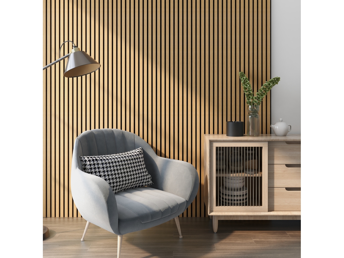 Set de 4x paneles de pared Vang acústico en MDF y fieltro 120 x 60 x 2 cm (2,88 m²) - Roble oscuro  [NEU.HOLZ]