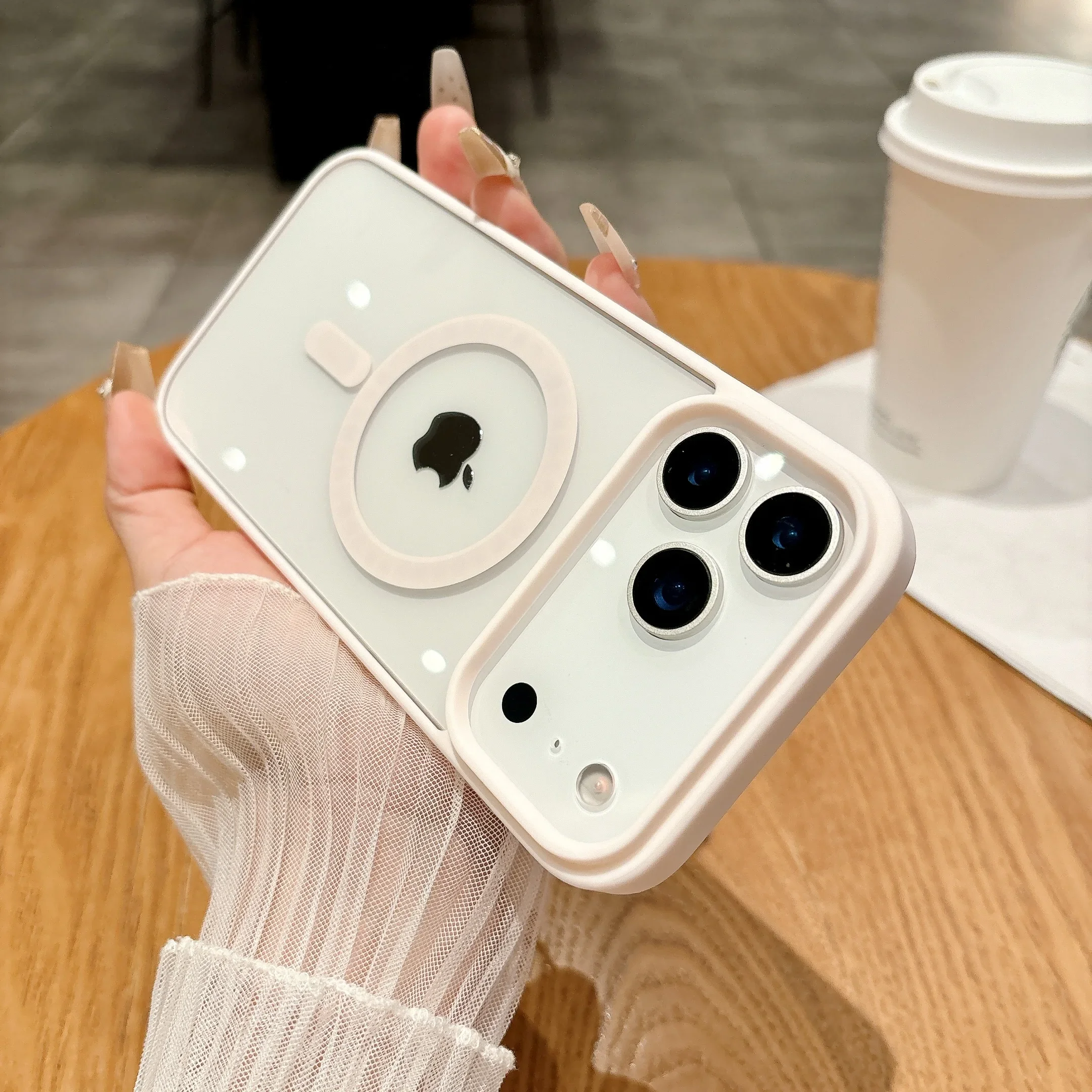 (rosa, Iphone 12 Pro Max) Funda Sencilla De Acrílico Transparente Para Teléfono, Compatible Con Carga Inalámbrica Magnética, Textura Mate.