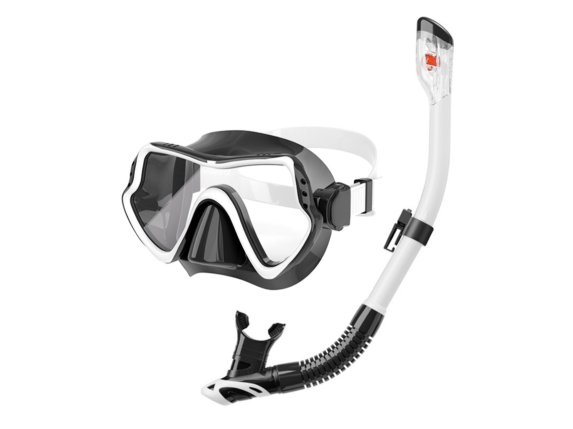 Máscara de buceo Hexinyigjly con tubo de snorkel, antivaho y a prueba de fugas, blanca.