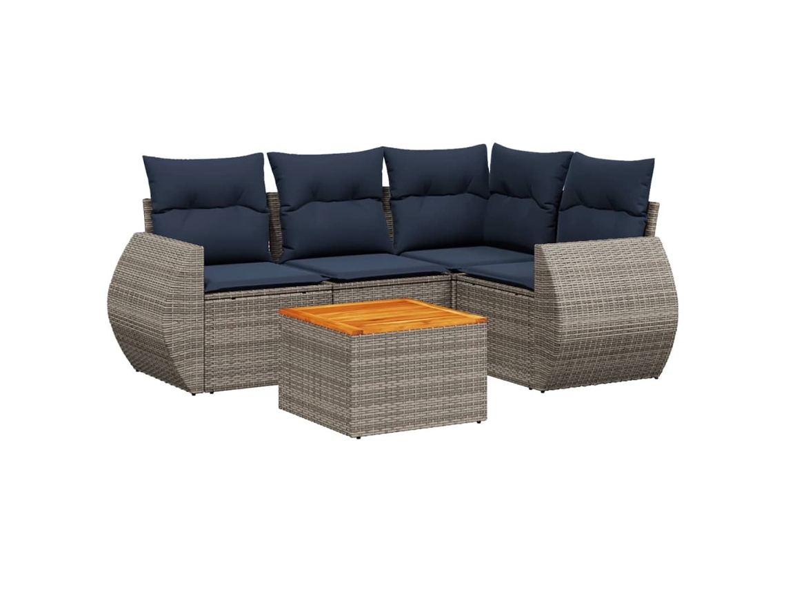Maison Exclusive - Conjunto De Sofá De Jardín De 5 Piezas Con Cojines, Poliratán Gris