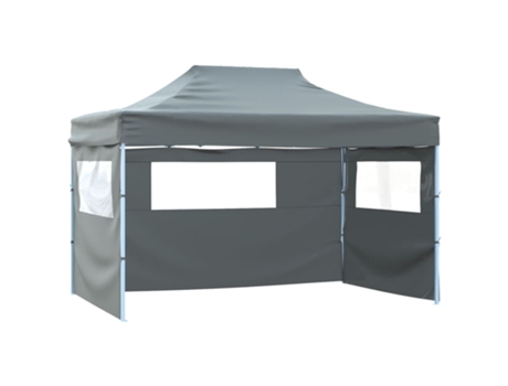 vidaXL Carpa pleglable con 3 paredes 3x4,5 m gris antracita