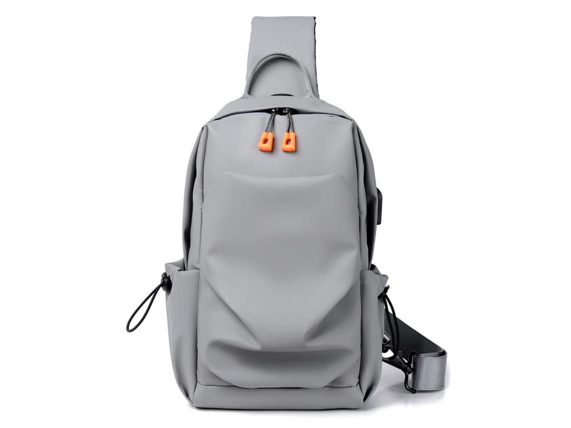 (Gris) Bolso de pecho para hombre, bolso de hombro, multifuncional, informal