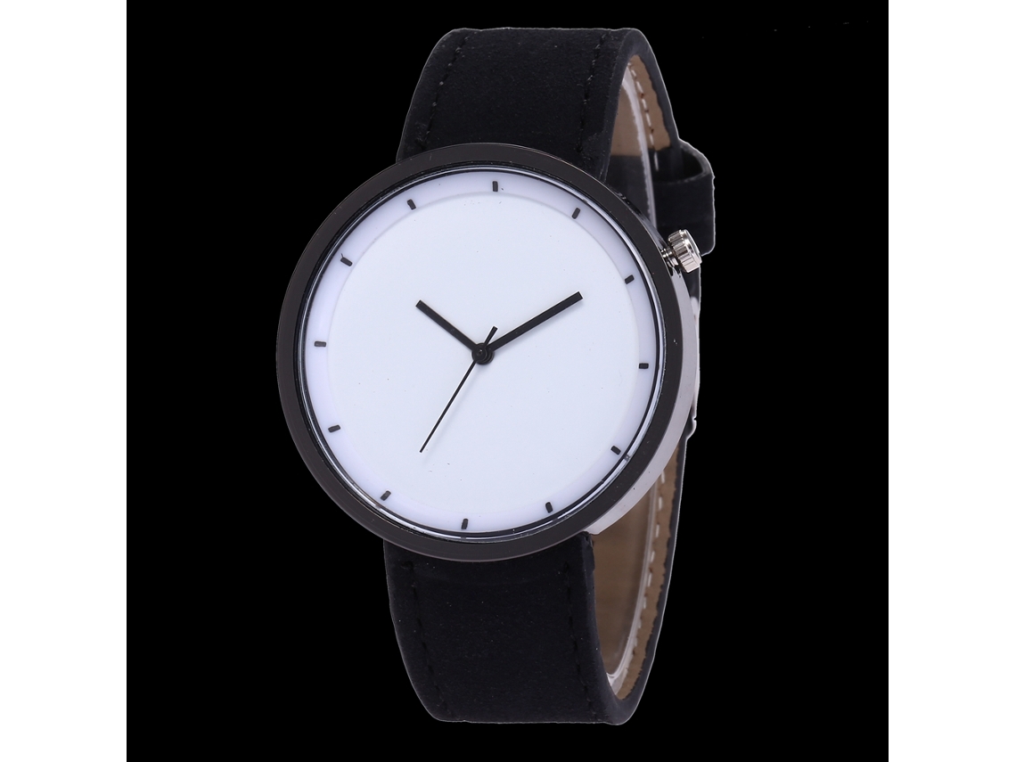 Reloj De Pareja Casual Zhoulianfa Con Dial Redondo Y Correa De Cuero Pu Negro