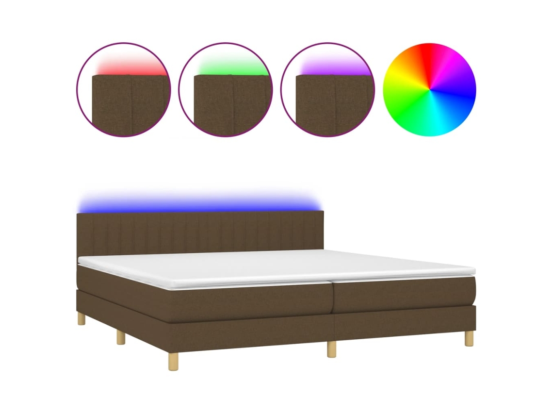 Maison Exclusive - Cama Box Spring Con Colchón Led Tela Marrón Oscuro 200x200 Cm