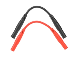 1 Par De Cables De 10 Cm Con Conectores Banana Dobles Hembra De 4 Mm, Color Rojo Y Negro, Calibre 18 Awg, De Cobre Puro Y Aislamiento De Pvc.