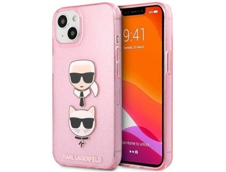 Carcasa Apple KARL LAGERFELD iPhone 13 Mini Glitter 17 Rosa