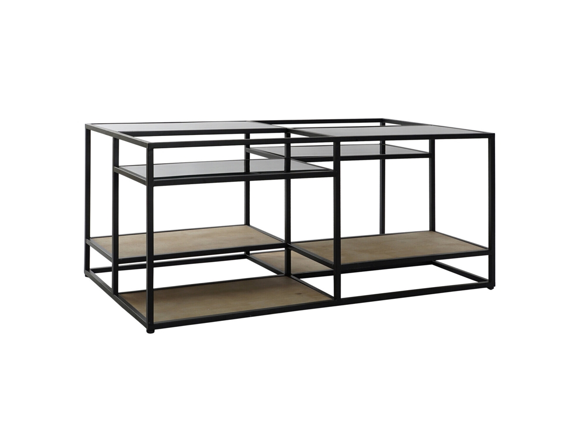 Mesa de centro de metal negro y madera, 120x60x50cm ALEXANDRA HOUSE LIVING
