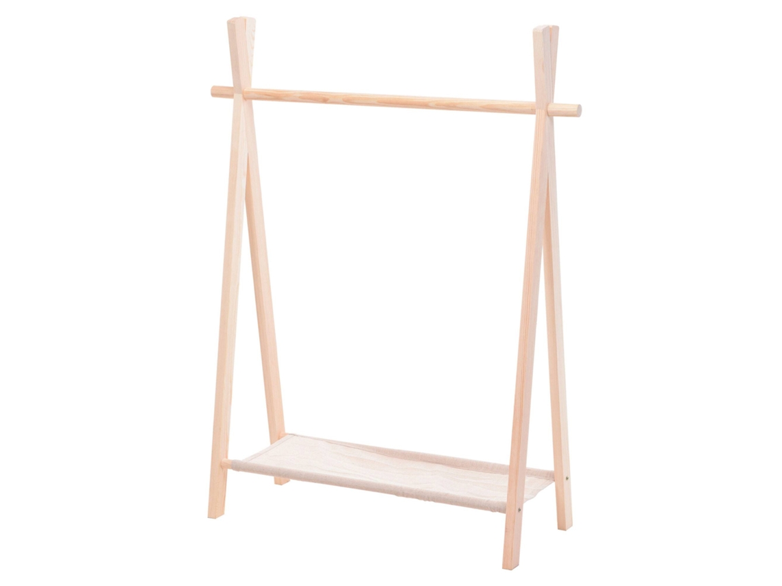 Perchero infantil de madera estilo tipi, pino, 80x30x100 cm Wellhome