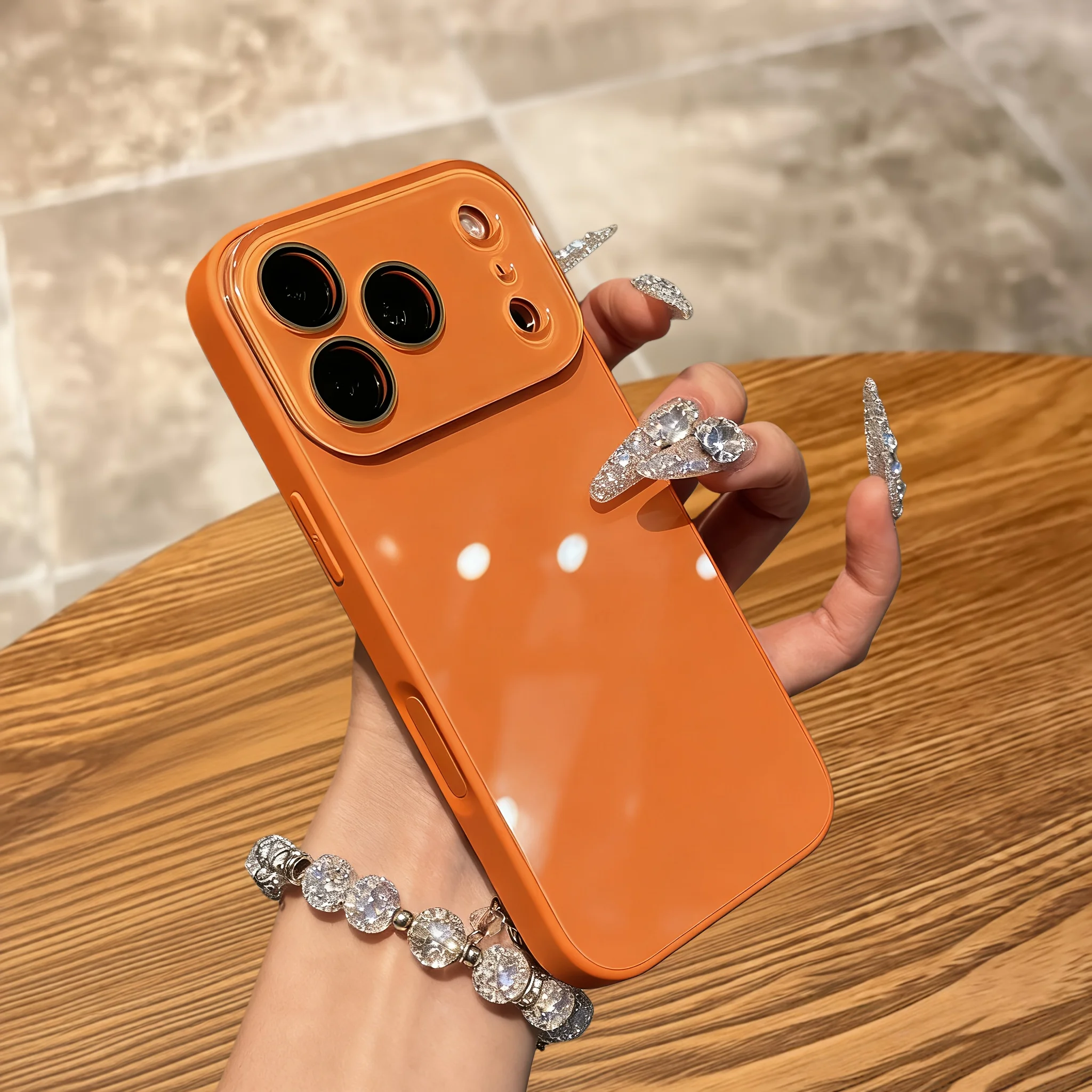 (iphone 15 Pro Naranja) Funda Protectora Para Teléfono Con Marco A Prueba De Golpes Y Cubierta Trasera Rígida.