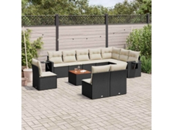Conjunto de sofás de jardín de 11 piezas DKD Home Decor con cojines de mimbre negros