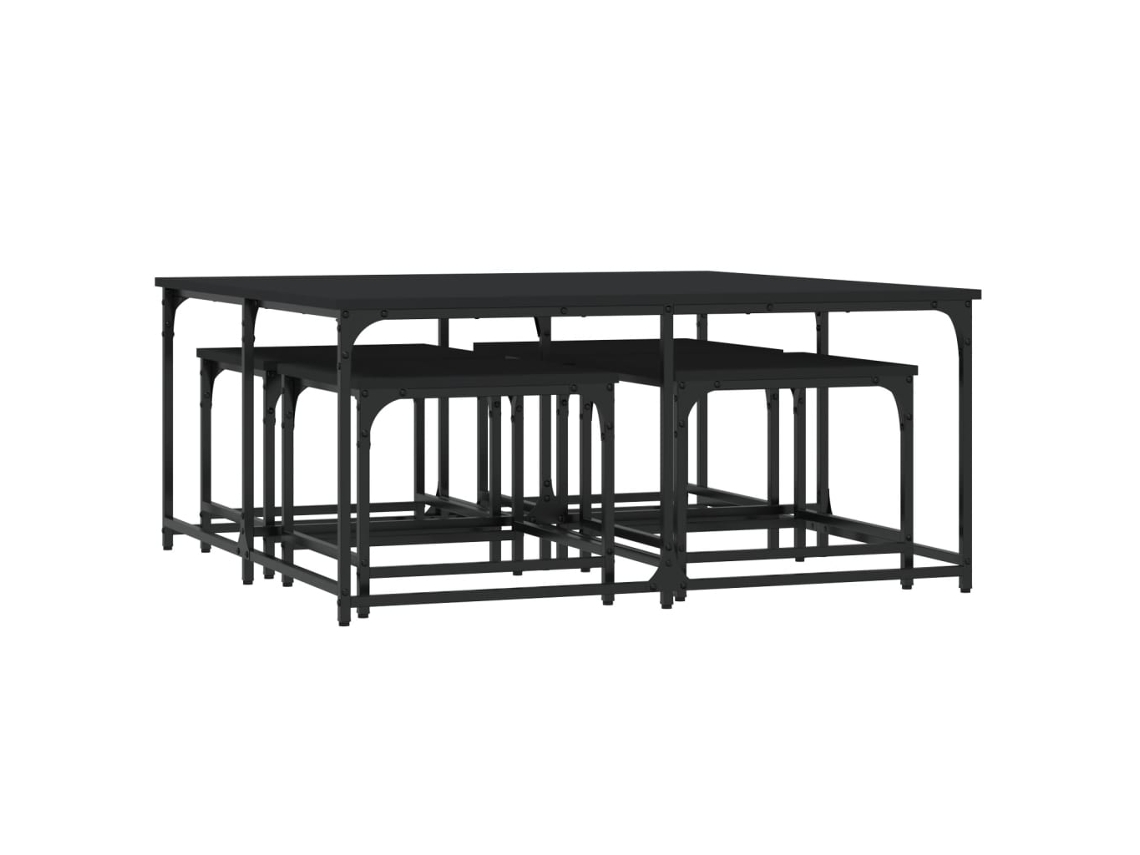 Maison Exclusive - Mesas De Centro Apilables 5 Piezas Madera De Ingeniería Negro