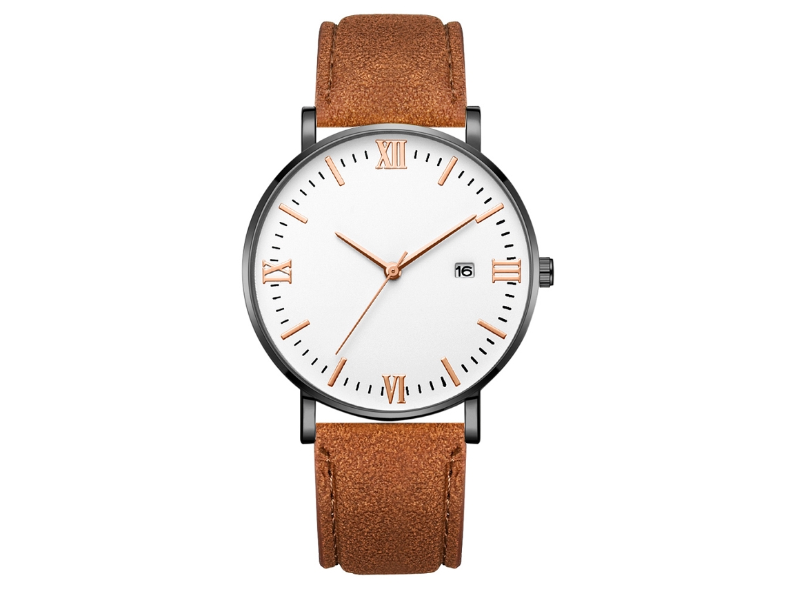 Reloj De Cuarzo Con Correa De Cuero Pu Estilo Simple Y Moderno Decoración Manual