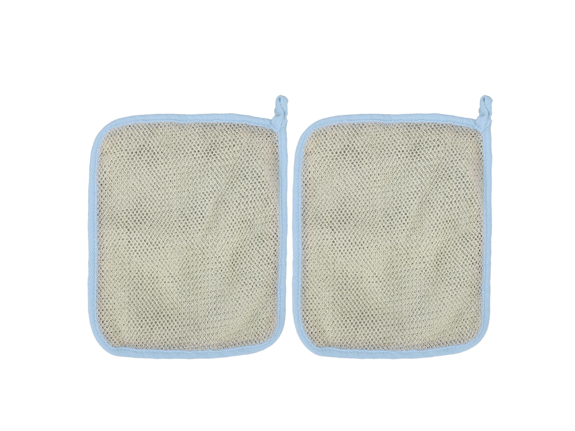 2 Toallas De Baño Exfoliantes De Nailon De Doble Cara - Azul