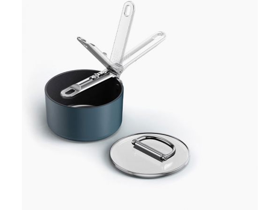 Sartén pequeña antiadherente Joseph Joseph Space de 15 cm con mango plegable y tapa. Apta para inducción y horno hasta 232 °C.